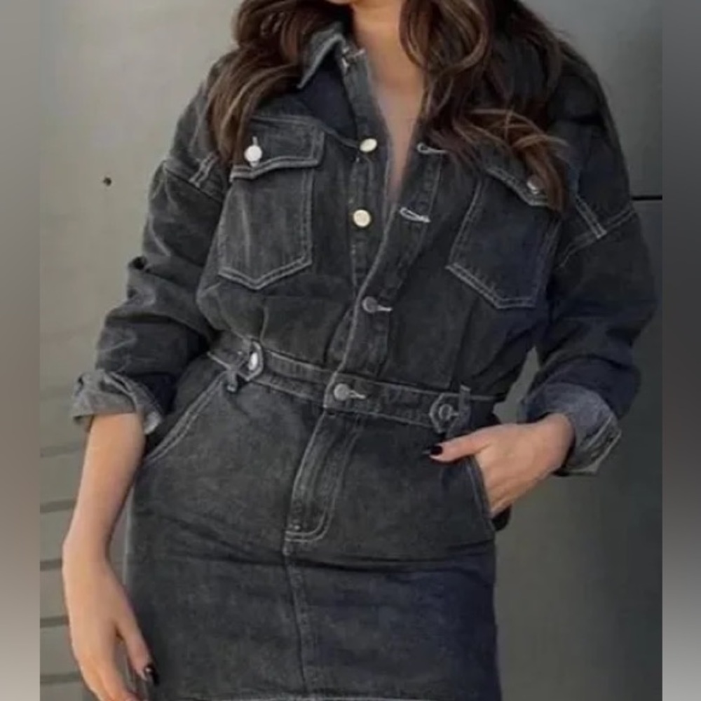 12th Tribe Black Denim Mini Dress